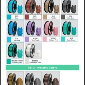 PETG Filament – Metallic Colors (1KG, 1.75mm)